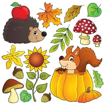 Autumn nature theme set - eps10 vector illustration. Stock Illustration