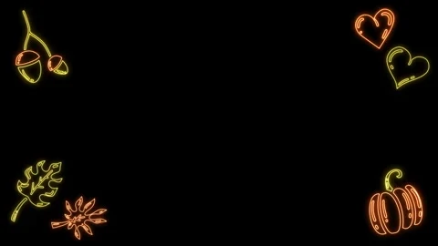 Autumn Neon Elements Frame Stock Footage 255234162
