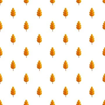 Autumn oak foliage pattern repeating on white background 스톡 일러스트