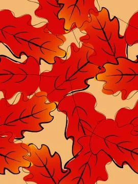 Autumn oak leaf seamless background, fall season image, vector illustration,  스톡 일러스트