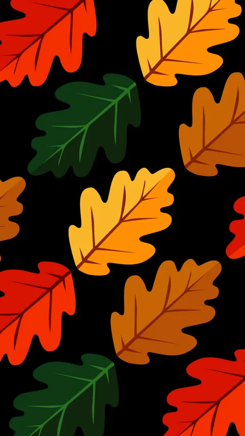 Autumn Oak Leaves Seamless Pattern on Black Background for Seasonal Footage Stock Footage 339253645
