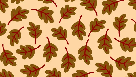 Autumn Oak Leaves Seamless Pattern Background with Falling Foliage Nature An Stock Footage 340667379