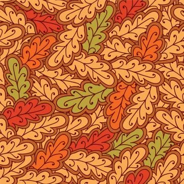 Autumn oak leaves seamless pattern Stock Illustration