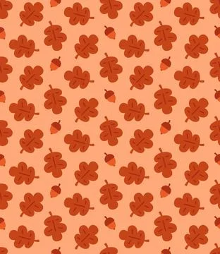Autumn Oak Leaves Seamless Pattern Stock Illustration
