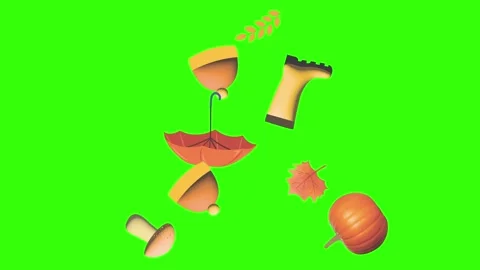 Autumn object animation on green screen graphic elements 库存影片 279155109