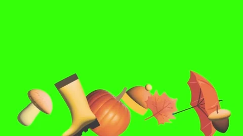Autumn object animation on green screen graphic elements Stock Footage 279155122