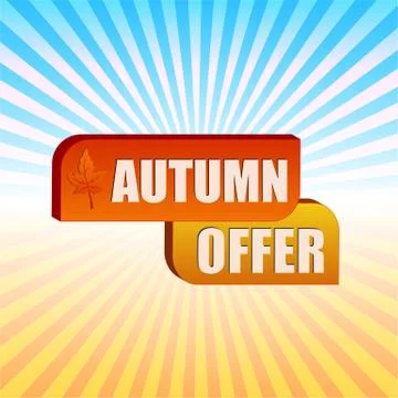 Autumn offer and fall leaf over rays Ilustração Stock