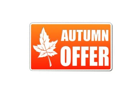 Autumn offer in label with leaf Stock Illustration