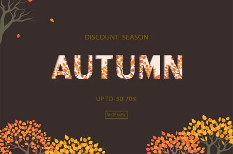 Autumn or Fall background with discount text for shopping promotion,poster,le Stock Illustration