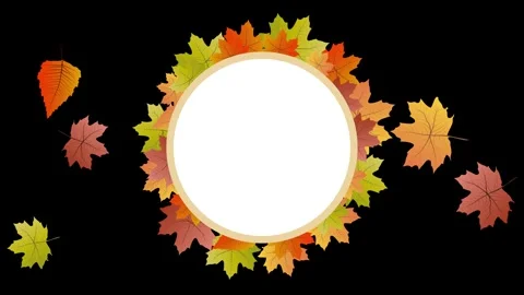 Autumn or fall leaves falling on black screen. Animated background with cop.. Stock Footage 247358109