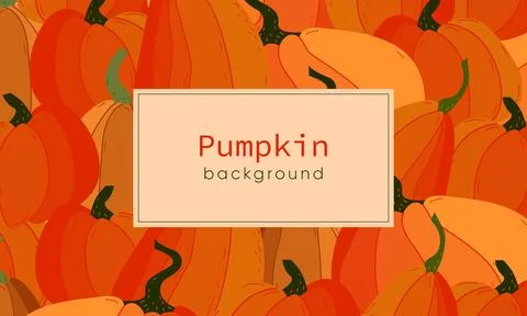Autumn orange pumpkins border frame background with space text Stock Illustration