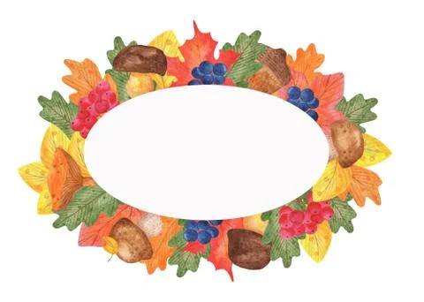 Autumn oval  frame Illustrazione stock