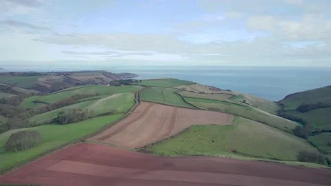 Autumn over Devon fields and farms from a drone, Kingswear, Brixham, England Video stock 164626845