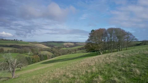 Autumn over Devon fields and farms from a drone, Kingswear, Brixham, England Stock-Footage 164626974