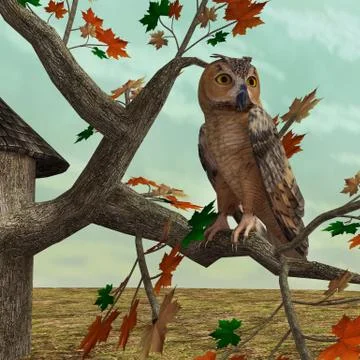 Autumn Owl Illustrazione stock