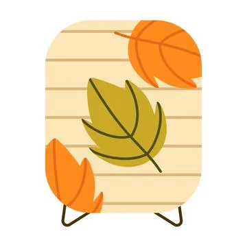 Autumn Paper Lantern Vector Illustration Flat Geometric Foliage Lamp Isolated Stock Illustration