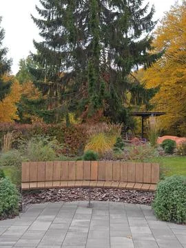Autumn park with a bench Stock Photos