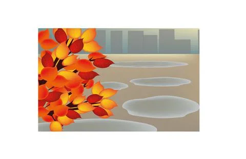 AUTUMN PARK IN THE RAIN Illustrazione stock