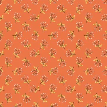 Autumn park seamless pattern on orange backdrop Stock Illustration