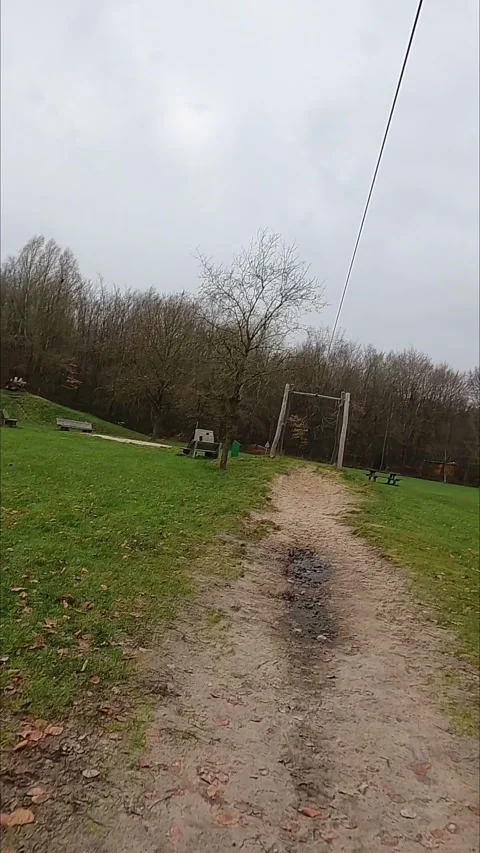 Autumn park with a zip line structure in the Netherlands. Stock-Footage 341902810