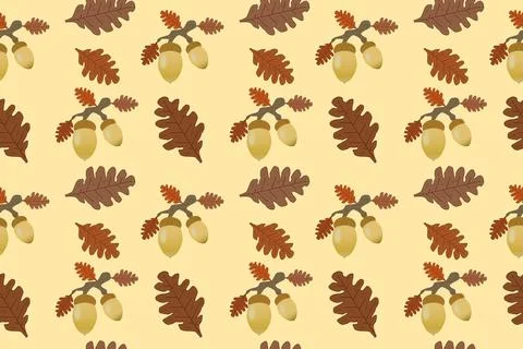Autumn Pattern with Acorns and Oak Leaves Illustrazione stock