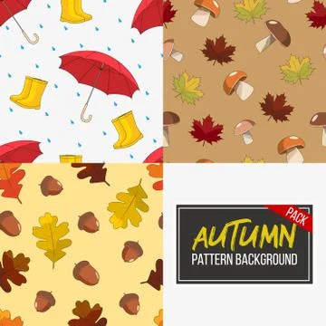 Autumn pattern background pack 스톡 일러스트