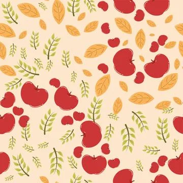 Autumn pattern background with seasonal objects Vector Stock Illustration