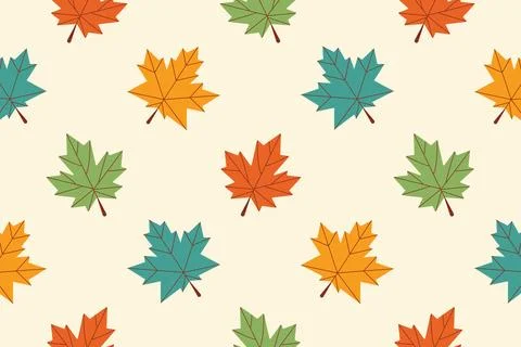 Autumn pattern with colorful leaves. Vector illustration Stock Illustration