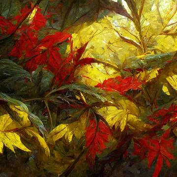 Autumn pattern with colorful red and yellow leaves for your creativity. Stock Illustration