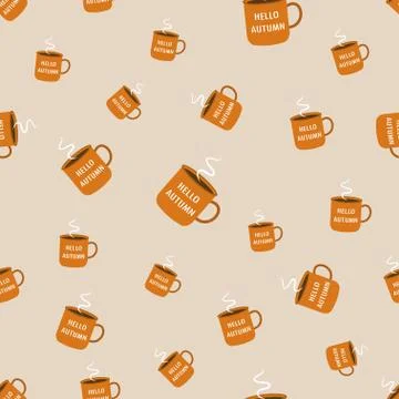 Autumn pattern with cup Stock Illustration