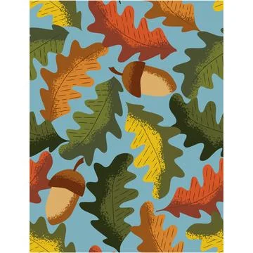Autumn pattern fall acorn leaf seamless vector イラスト素材