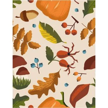 Autumn pattern fall leaf vector seamless design 스톡 일러스트