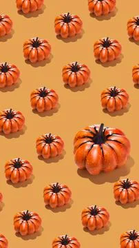 Autumn pattern Halloween pumpkins vertical banner Stock Illustration