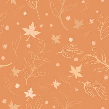 Autumn pattern with leaves, vector. Repeating background with falling leaves. Stock Illustration