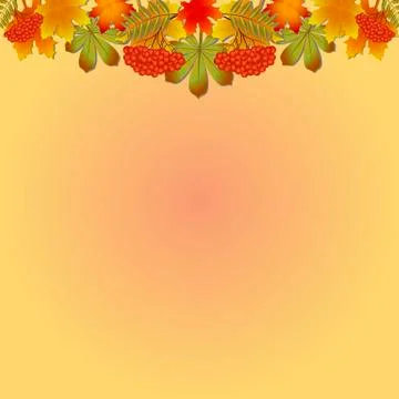 Autumn pattern with maple leaves and Rowan Illustrazione stock