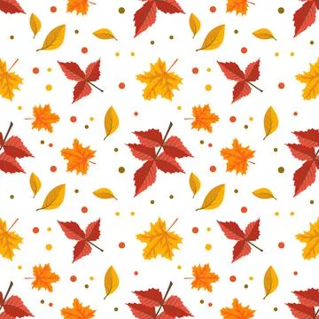 Autumn pattern with orange maple and rowan leaves Illustrazione stock