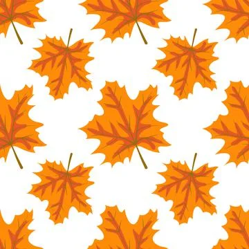 Autumn pattern with orange maple leaves イラスト素材