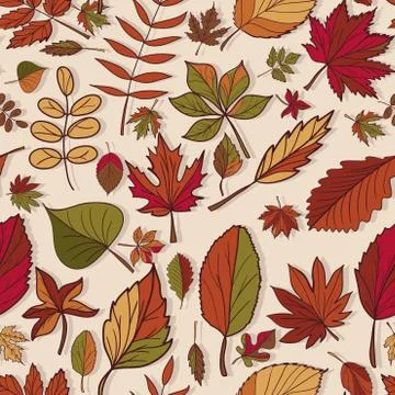 Autumn pattern. pattern of autumn leaves. red, yellow and green leaves of for Illustrazione stock