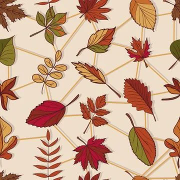 Autumn pattern. pattern of autumn leaves. red, yellow and green leaves of for Illustrazione stock
