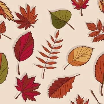 Autumn pattern. pattern of autumn leaves. red, yellow and green leaves of for イラスト素材