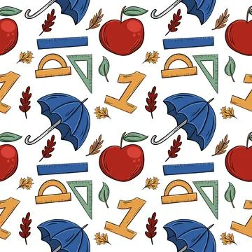 Autumn pattern school and the beginning of studies イラスト素材