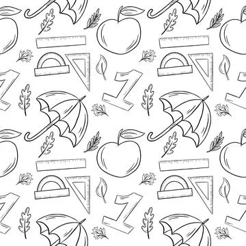 Autumn pattern school and the beginning of studies Stock Illustration