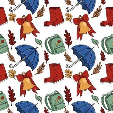 Autumn pattern school and the beginning of studies 스톡 일러스트