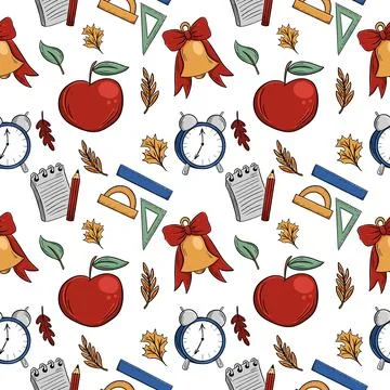 Autumn pattern school and the beginning of studies Stock Illustration