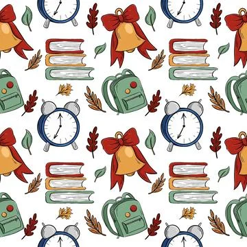 Autumn pattern school and the beginning of studies 스톡 일러스트