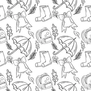 Autumn pattern school and the beginning of studies Illustrazione stock