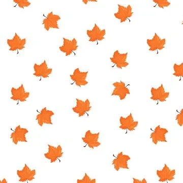 Autumn pattern. Seamless background with orange maple leaves. Vector illustra 스톡 일러스트