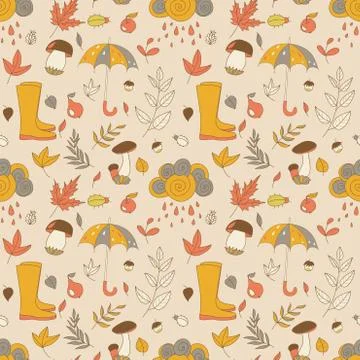 Autumn pattern. seamless texture with autumn objects. Illustrazione stock