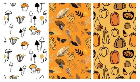 Autumn pattern set. Perfect for wallpaper, gift paper, pattern fills, web page Stock-Illustration
