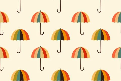 Autumn pattern with umbrellas. Vector illustration Stock Illustration